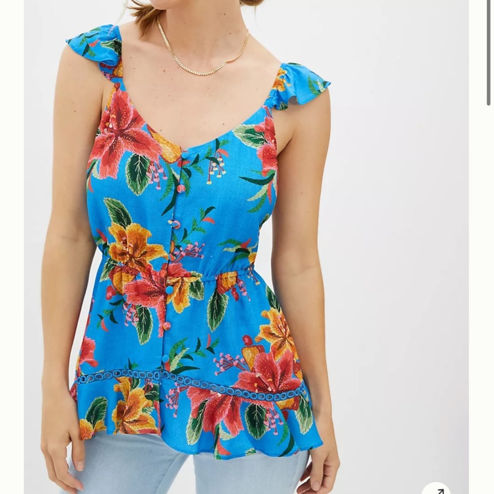 Anthro Farm Rio Tropical Flutter Sleeve Top